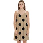 Polka Dots - Black on Tan Brown Women s Reversible Sports Bra with Border