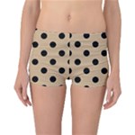 Polka Dots - Black on Tan Brown Reversible Boyleg Bikini Bottoms