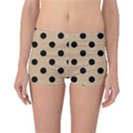Polka Dots - Black on Tan Brown Boyleg Bikini Bottoms