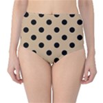 Polka Dots - Black on Tan Brown High-Waist Bikini Bottoms