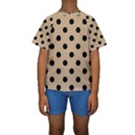 Polka Dots - Black on Tan Brown Kid s Short Sleeve Swimwear