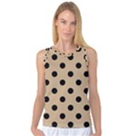 Polka Dots - Black on Tan Brown Women s Basketball Tank Top