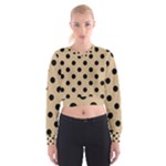 Polka Dots - Black on Tan Brown Women s Cropped Sweatshirt