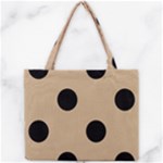 Polka Dots - Black on Tan Brown Mini Tote Bag