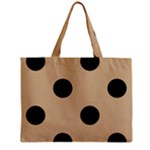 Polka Dots - Black on Tan Brown Zipper Mini Tote Bag