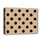 Polka Dots - Black on Tan Brown Deluxe Canvas 16  x 12  (Stretched)