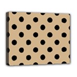 Polka Dots - Black on Tan Brown Deluxe Canvas 20  x 16  (Stretched)