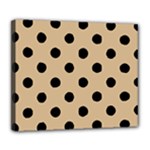 Polka Dots - Black on Tan Brown Deluxe Canvas 24  x 20  (Stretched)