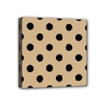 Polka Dots - Black on Tan Brown Mini Canvas 4  x 4  (Stretched)