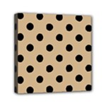 Polka Dots - Black on Tan Brown Mini Canvas 6  x 6  (Stretched)