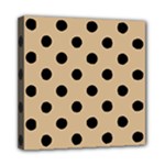Polka Dots - Black on Tan Brown Mini Canvas 8  x 8  (Stretched)
