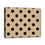 Polka Dots - Black on Tan Brown Canvas 10  x 8  (Stretched)