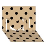 Polka Dots - Black on Tan Brown I Love You 3D Greeting Card (7x5)