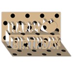 Polka Dots - Black on Tan Brown Happy Birthday 3D Greeting Card (8x4)