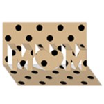 Polka Dots - Black on Tan Brown MOM 3D Greeting Card (8x4)