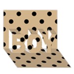 Polka Dots - Black on Tan Brown BOY 3D Greeting Card (7x5)