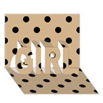 Polka Dots - Black on Tan Brown GIRL 3D Greeting Card (7x5)