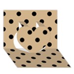 Polka Dots - Black on Tan Brown Heart 3D Greeting Card (7x5)