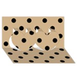 Polka Dots - Black on Tan Brown Twin Hearts 3D Greeting Card (8x4)