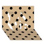 Polka Dots - Black on Tan Brown LOVE 3D Greeting Card (7x5)