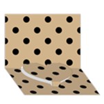 Polka Dots - Black on Tan Brown Heart Bottom 3D Greeting Card (7x5)