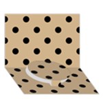 Polka Dots - Black on Tan Brown Circle Bottom 3D Greeting Card (7x5)
