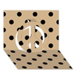 Polka Dots - Black on Tan Brown Peace Sign 3D Greeting Card (7x5)