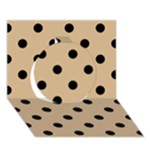 Polka Dots - Black on Tan Brown Circle 3D Greeting Card (7x5)
