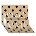 Polka Dots - Black on Tan Brown Miss You 3D Greeting Card (7x5)