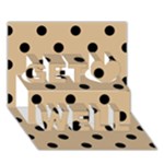Polka Dots - Black on Tan Brown Get Well 3D Greeting Card (7x5)