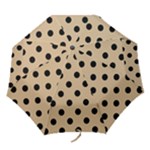 Polka Dots - Black on Tan Brown Folding Umbrella