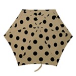 Polka Dots - Black on Tan Brown Mini Umbrella