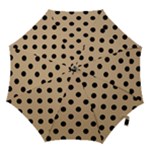 Polka Dots - Black on Tan Brown Hook Handle Umbrella (Medium)