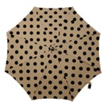 Polka Dots - Black on Tan Brown Hook Handle Umbrella (Small)