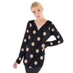 Polka Dots - Tan Brown on Black Women s Tie Up Tee