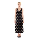 Polka Dots - Tan Brown on Black Full Print Maxi Dress