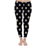 Polka Dots - Tan Brown on Black Winter Leggings