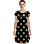 Polka Dots - Tan Brown on Black Cap Sleeve Nightdress