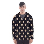 Polka Dots - Tan Brown on Black Hooded Wind Breaker (Men)
