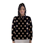 Polka Dots - Tan Brown on Black Hooded Wind Breaker (Women)