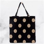 Polka Dots - Tan Brown on Black Grocery Tote Bag
