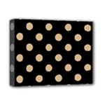 Polka Dots - Tan Brown on Black Deluxe Canvas 14  x 11  (Stretched)
