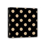 Polka Dots - Tan Brown on Black Mini Canvas 4  x 4  (Stretched)