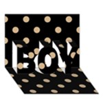 Polka Dots - Tan Brown on Black BOY 3D Greeting Card (7x5)