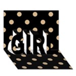 Polka Dots - Tan Brown on Black GIRL 3D Greeting Card (7x5)