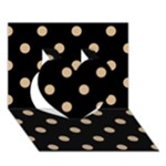 Polka Dots - Tan Brown on Black Heart 3D Greeting Card (7x5)