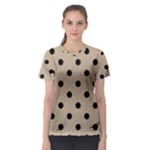 Polka Dots - Black on Khaki Brown Women s Sport Mesh Tee