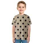 Polka Dots - Black on Khaki Brown Kid s Sport Mesh Tee