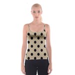 Polka Dots - Black on Khaki Brown Spaghetti Strap Top