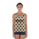 Polka Dots - Black on Khaki Brown Women s Sport Tank Top